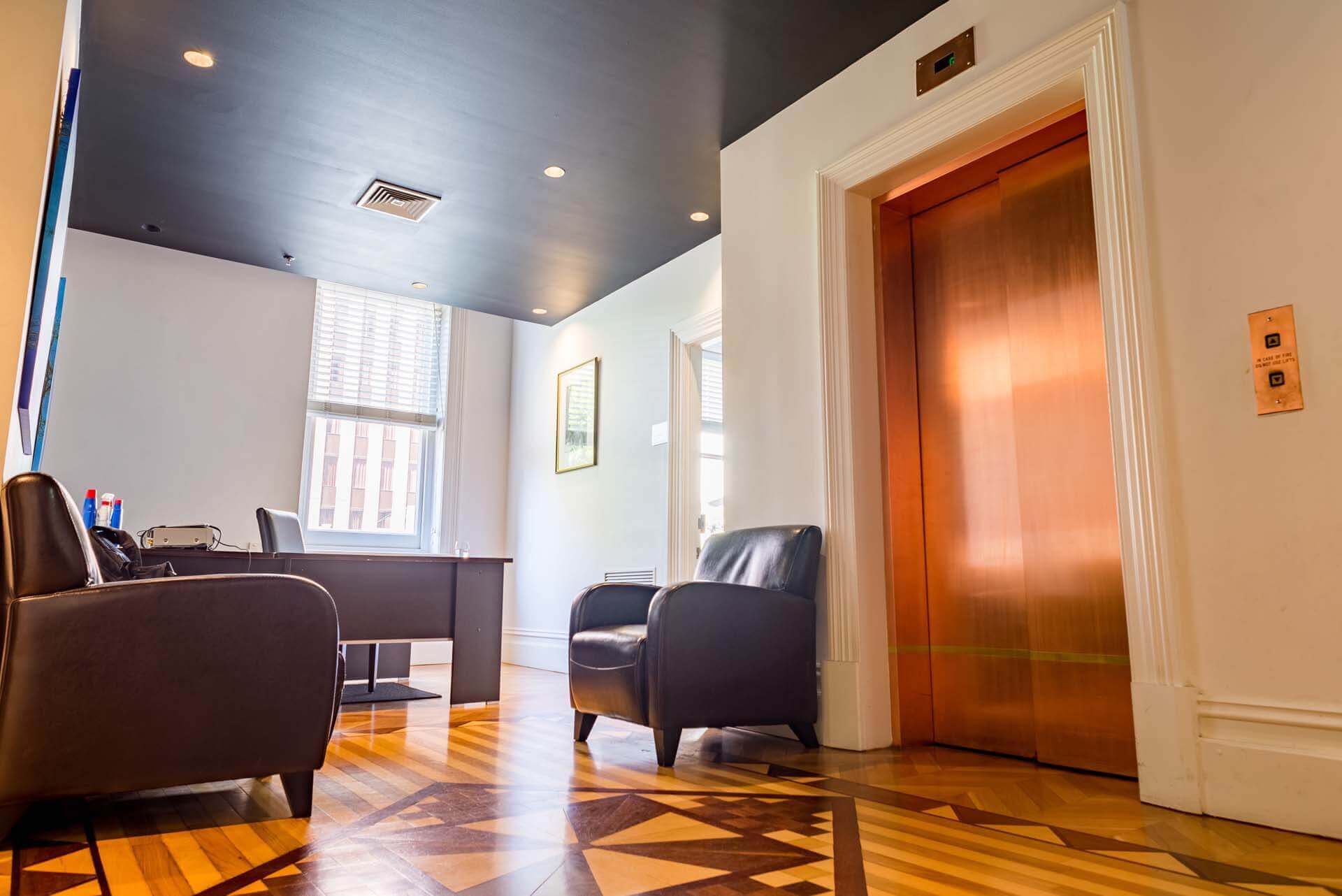floor 2 waiting area with polished floorboards